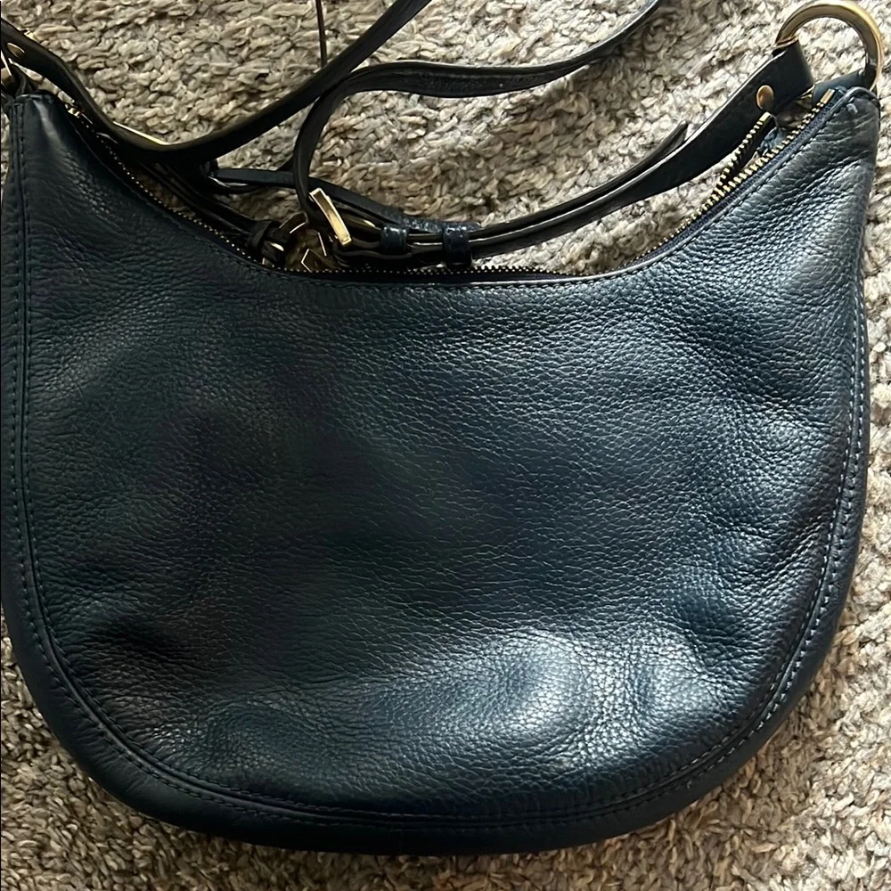 Michael Kors navy Leather Hobo with Gold Hardware